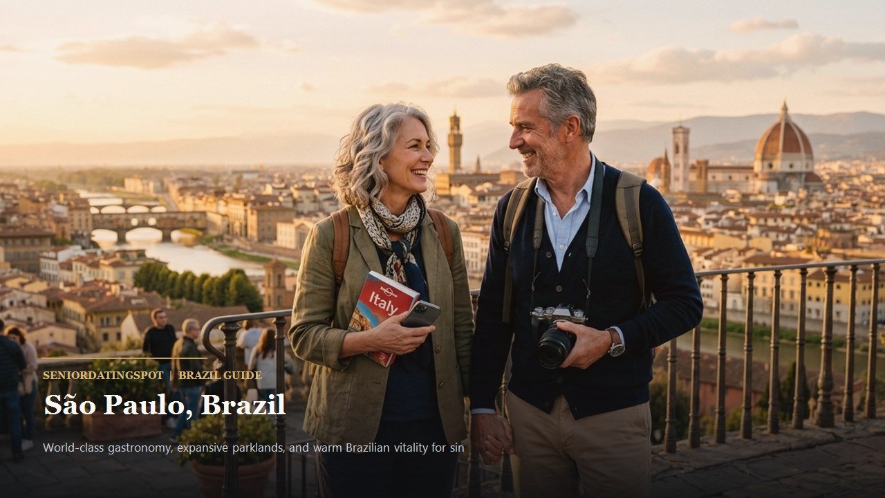 Mature Brazilian couple walking past the lakes in Ibirapuera Park in São Paulo