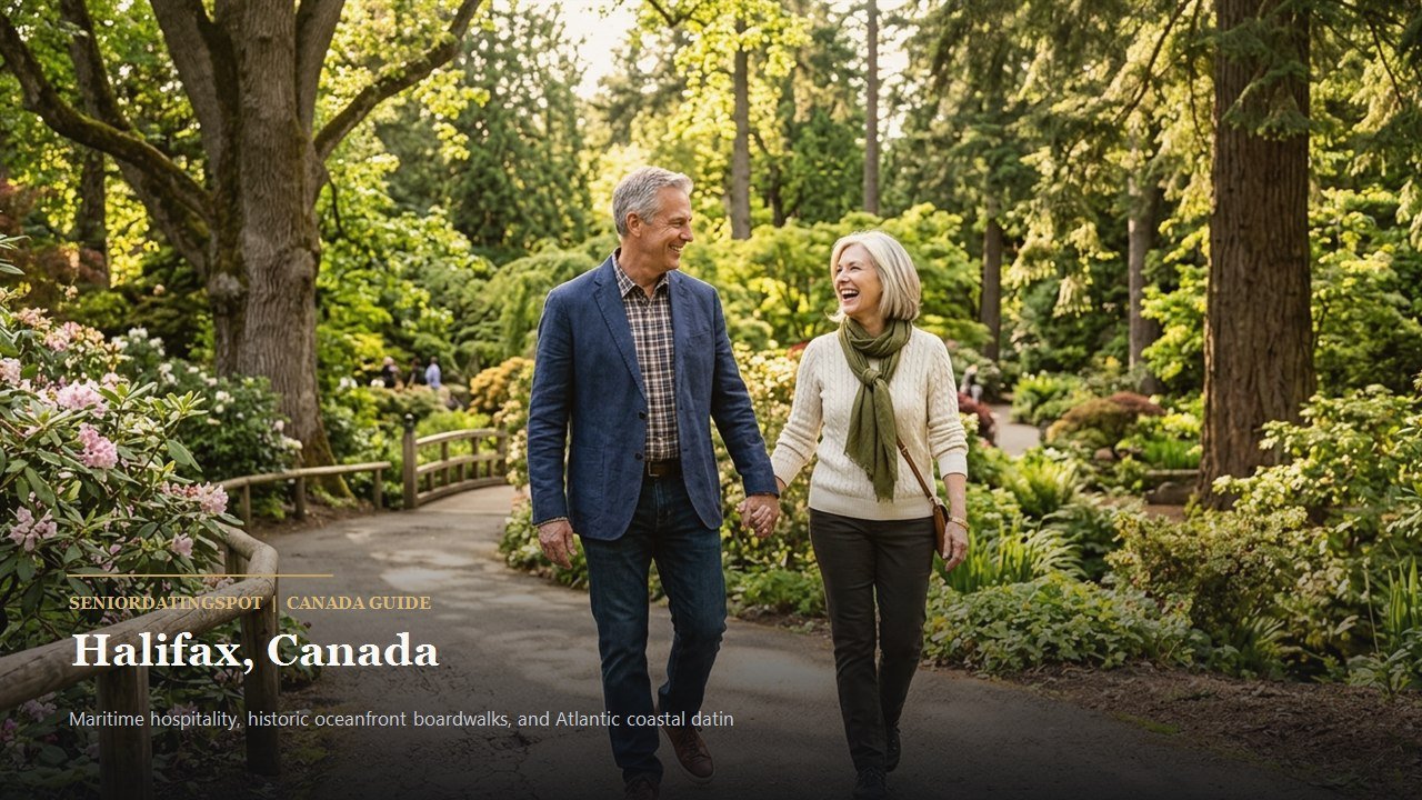 Mature couple strolling through Victorian Halifax Public Gardens