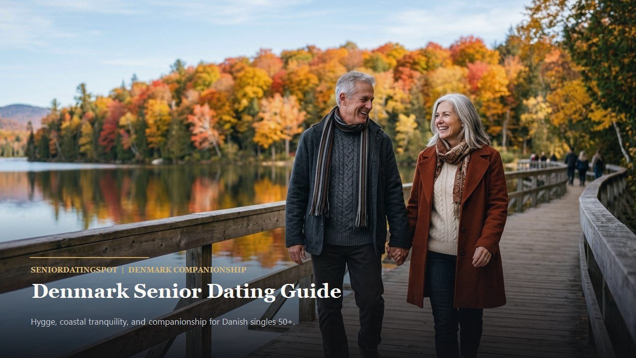 Active mature couple enjoying companionship and romance in Denmark, representing senior dating in Denmark