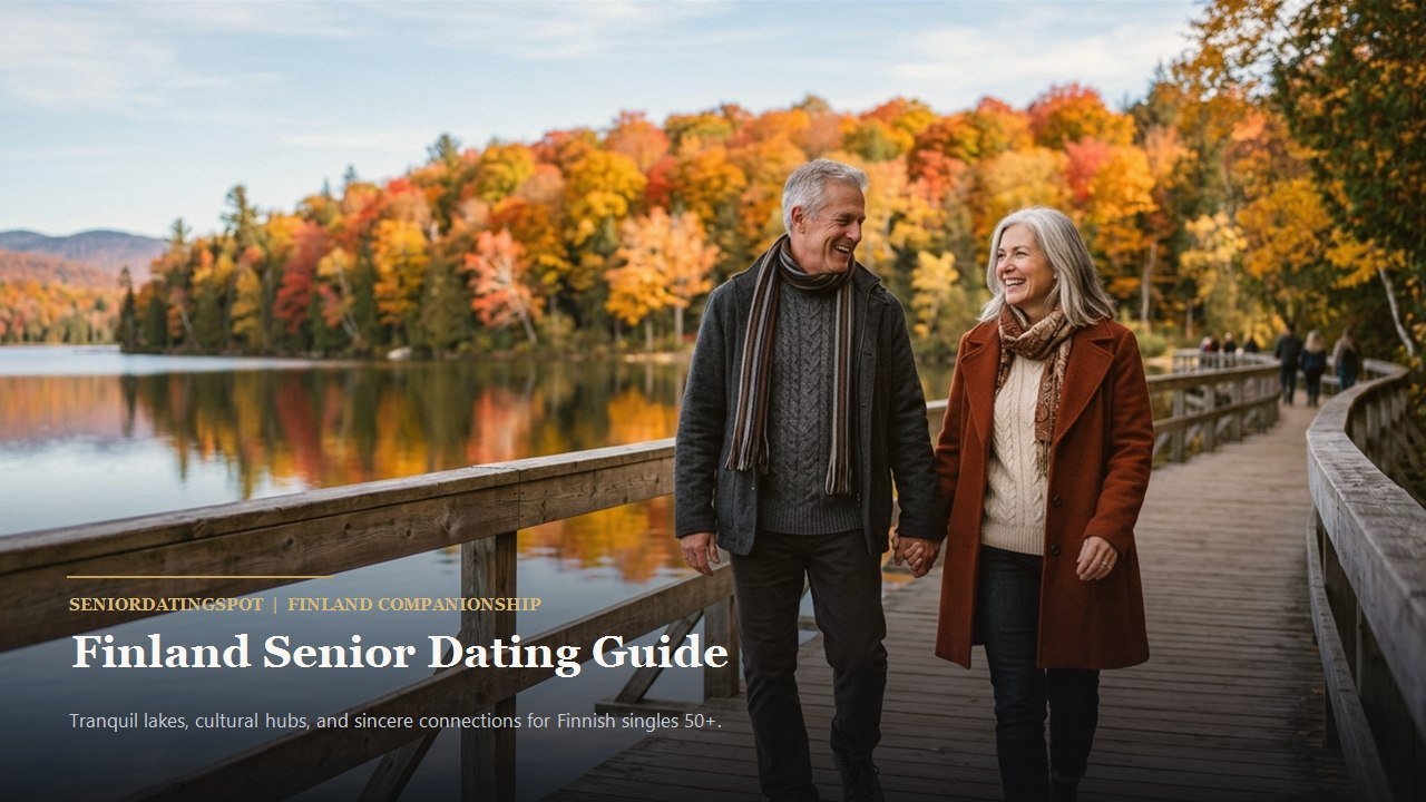 Active mature couple enjoying companionship and romance in Finland, representing senior dating in Finland