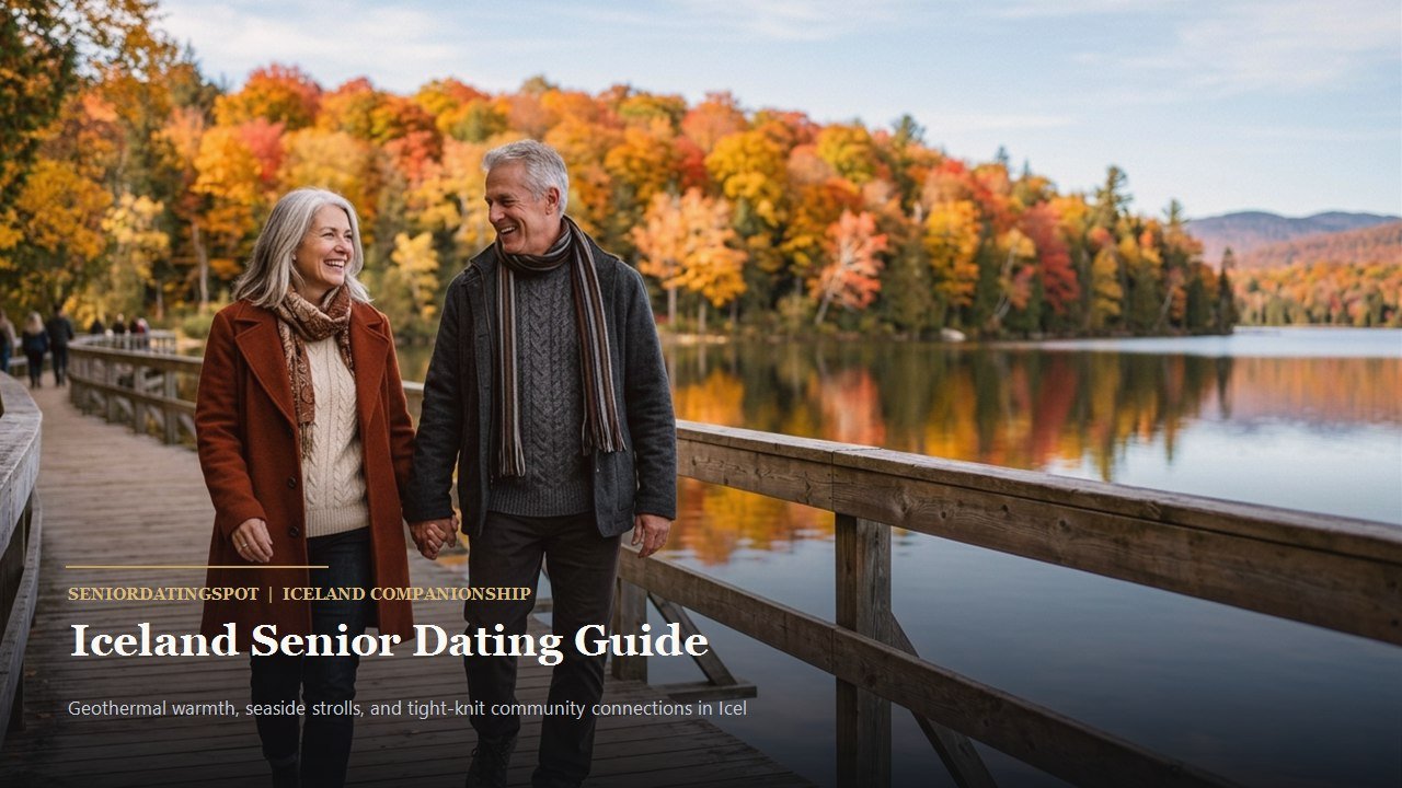 Active mature couple enjoying companionship and romance in Iceland, representing senior dating in Iceland