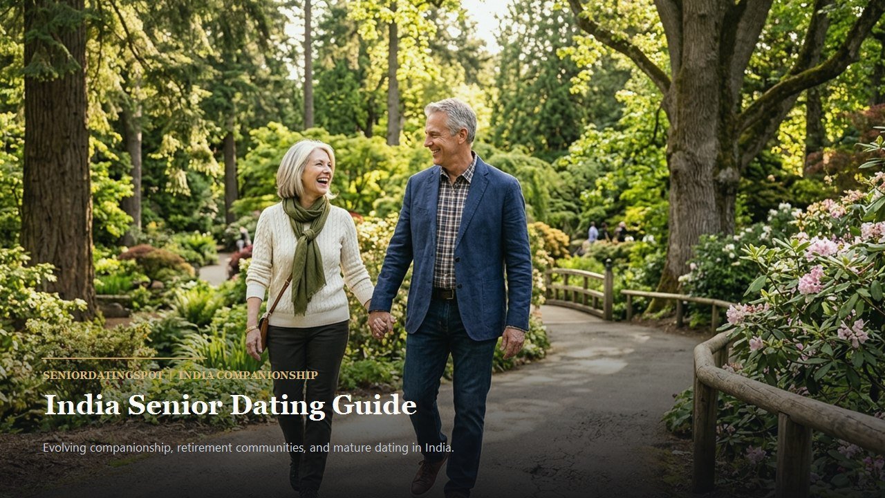 Active mature couple enjoying companionship and romance in India, representing senior dating in India