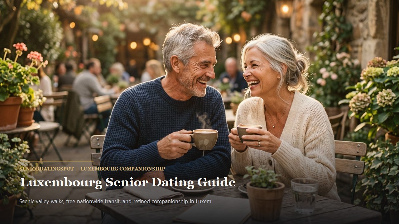 Active mature couple enjoying companionship and romance in Luxembourg, representing senior dating in Luxembourg