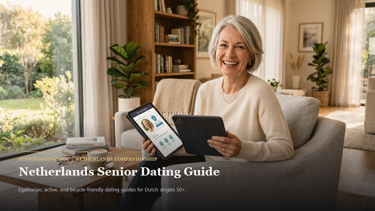 Active mature couple enjoying companionship and romance in Netherlands, representing senior dating in Netherlands