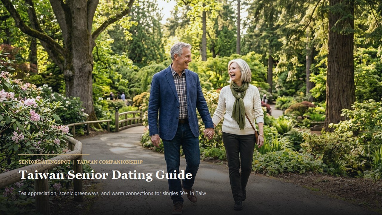 Active mature couple enjoying companionship and romance in Taiwan, representing senior dating in Taiwan