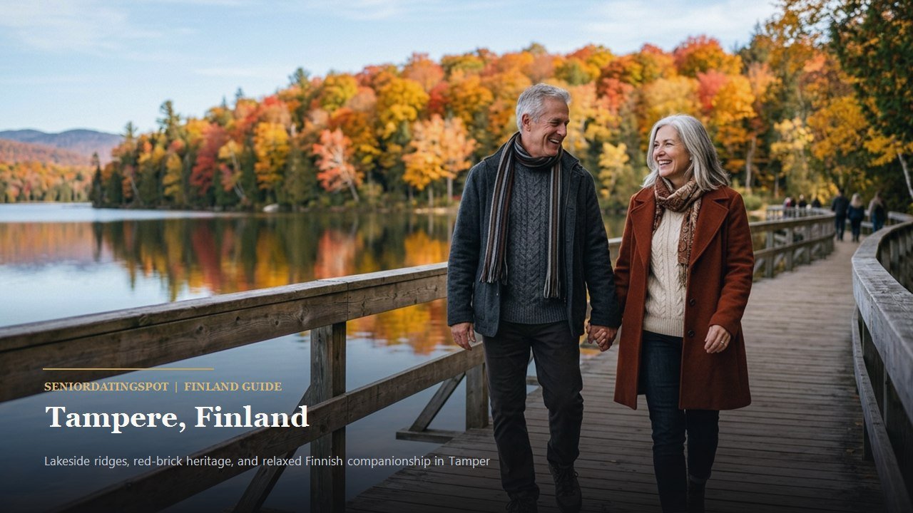 Mature couple enjoying coffee at the observation tower cafe in Pyynikki, Tampere