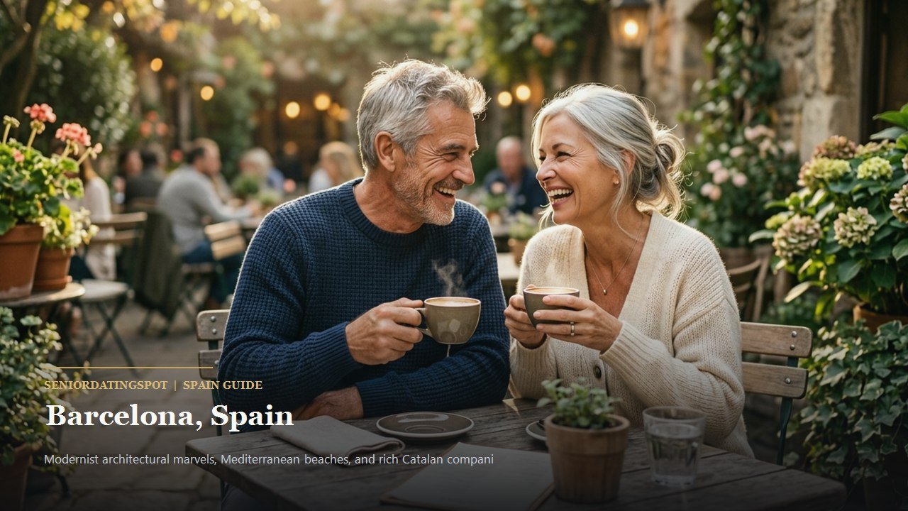 Mature couple walking through Parc de la Ciutadella in Barcelona near the grand fountain