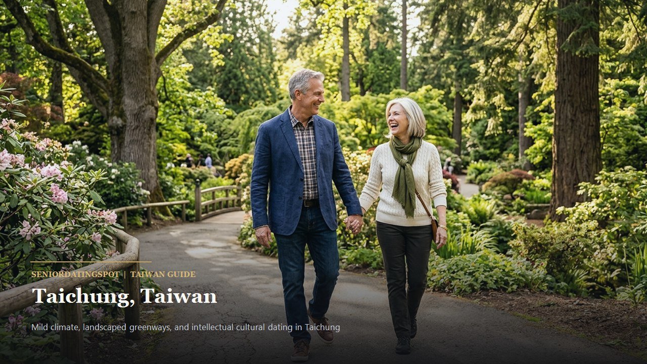 Mature couple walking along the Calligraphy Greenway in Taichung